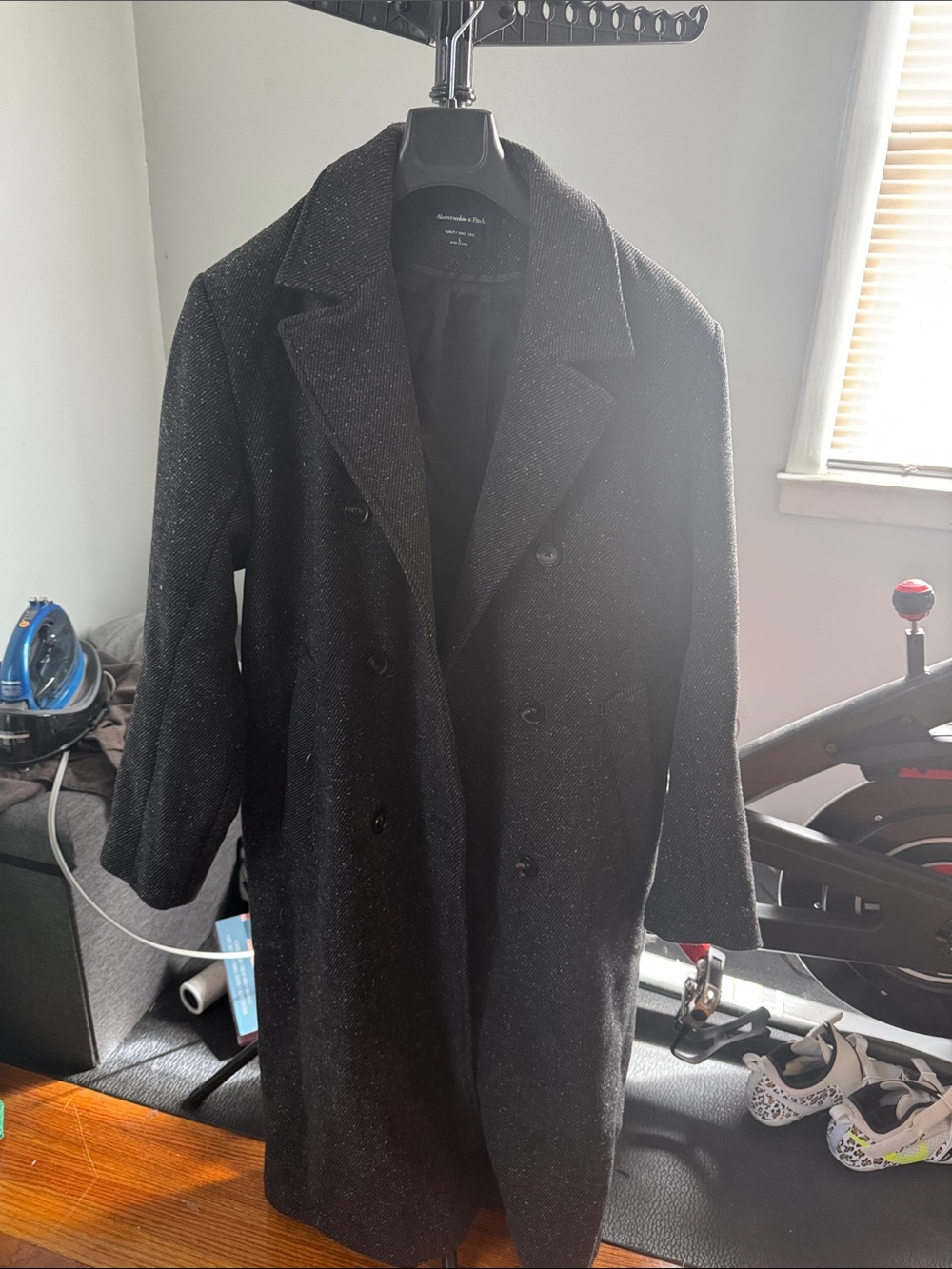 Abercrombie & Fitch Men's Black Double-Breasted Pea Coat
